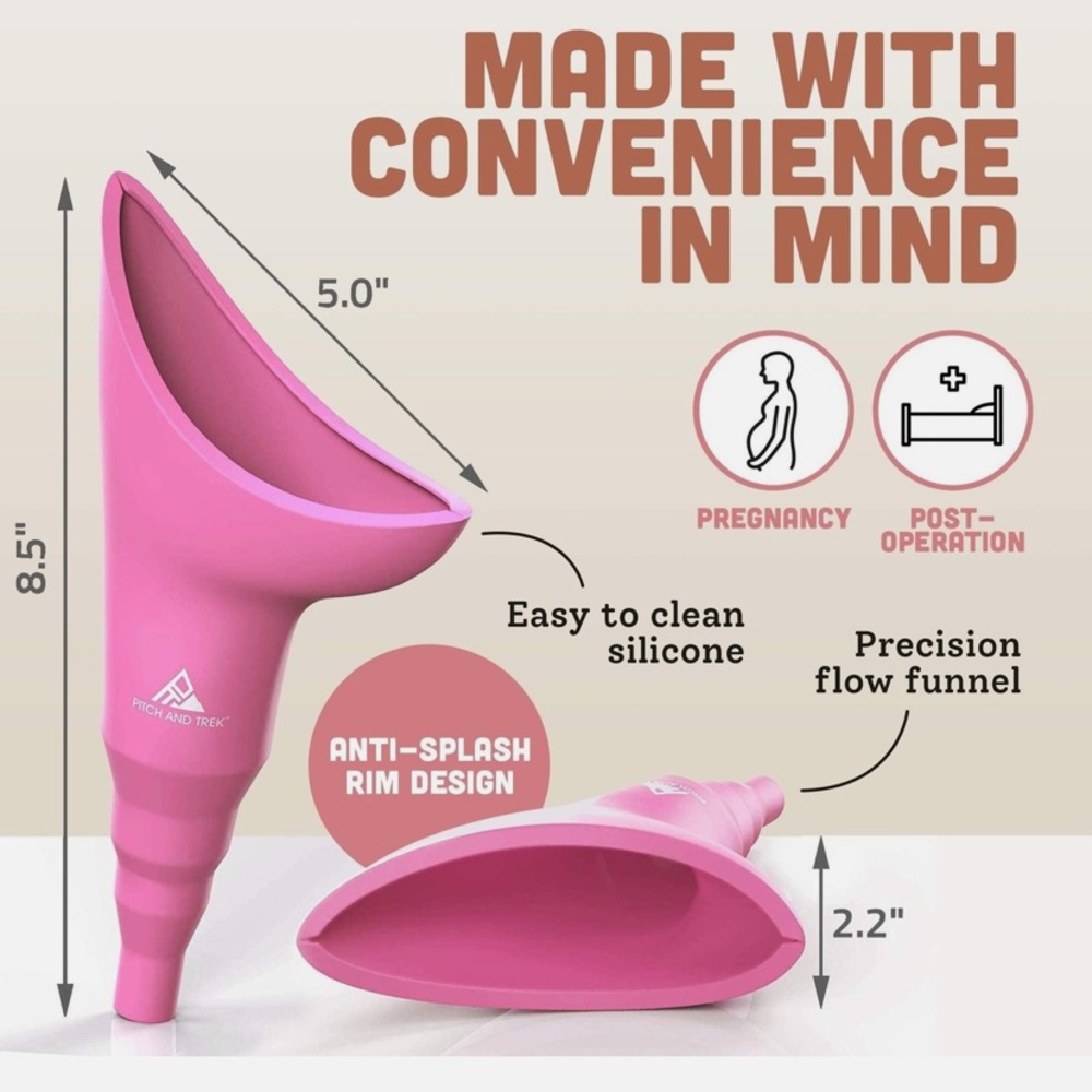 New Pitch and Trek Female Urination Device, Silicone Standing Pee Funnel